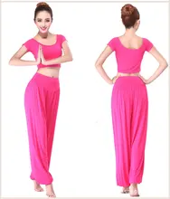 2 piece set women yoga pants+short sleeves crop top yoga top fitness dance gym comfortable sports wear relaxed plus size