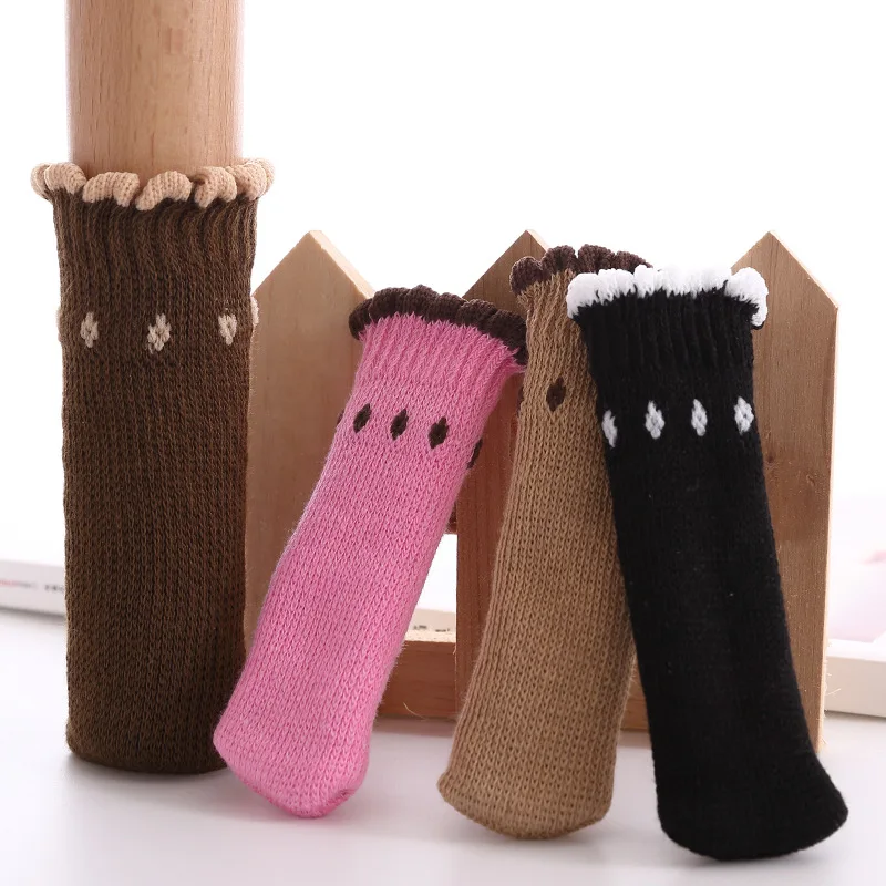 

4pcs Socks Cap Stretch Elastic Chair Leg Protector Covers for Furniture Feet Solid Floor Knitting Socks 20007