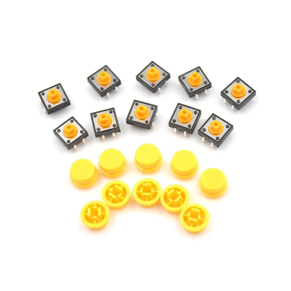 10 шт. B3F 4055 тактильный переключатель с колпачками 4 P DIP PCB Mount моментальный 12x12x7 3