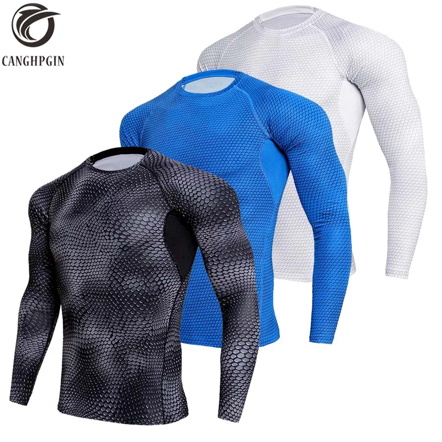 

CANGHPGIN Long Sleeve Sport Shirt Men Quick Dry Men's Running T-shirts Compression Tights Men Gym Soccer Jerseys Rashgard Male