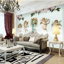 Пользовательские 3D ткань текстильные обои для стен матовый шелк для Гостиная фоне фрески Европейский маслом Ангел цветок