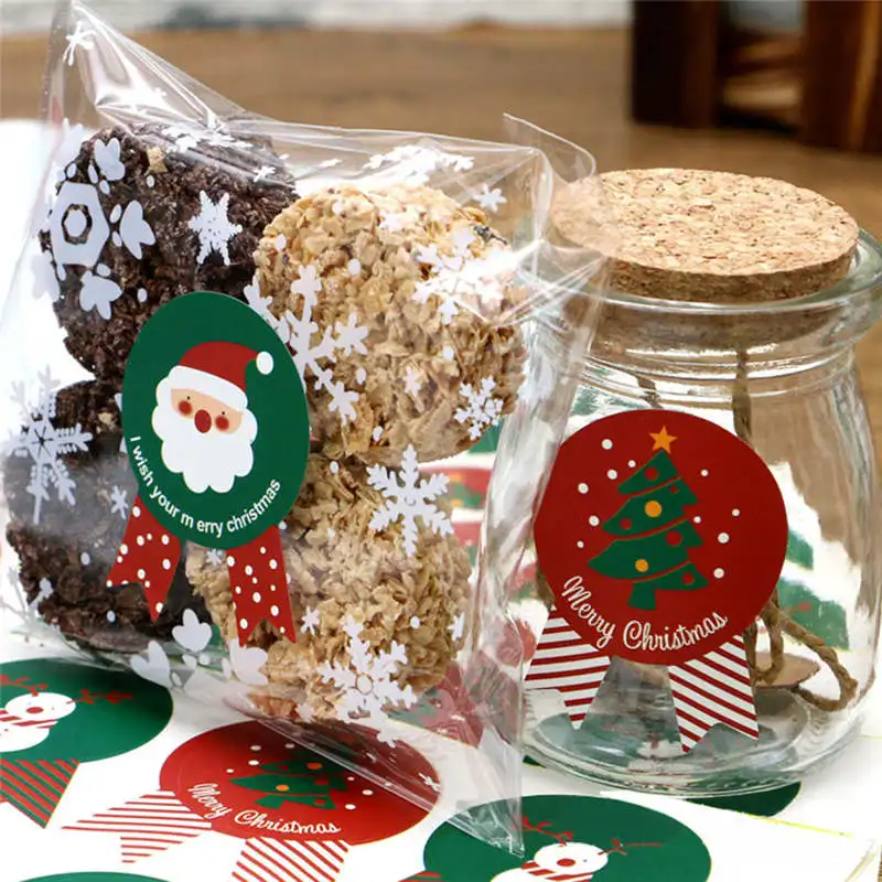 

96 PCS Christmas Label Stickers Baking Cookie Candy Package Decoration Christmas Sealing Sticker #2n12