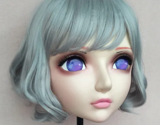 (GL045) Female Sweet Girl Resin Half Head Kigurumi Mask With BJD Eyes Cosplay Anime Role Lolita Crossdress Doll | Тематическая
