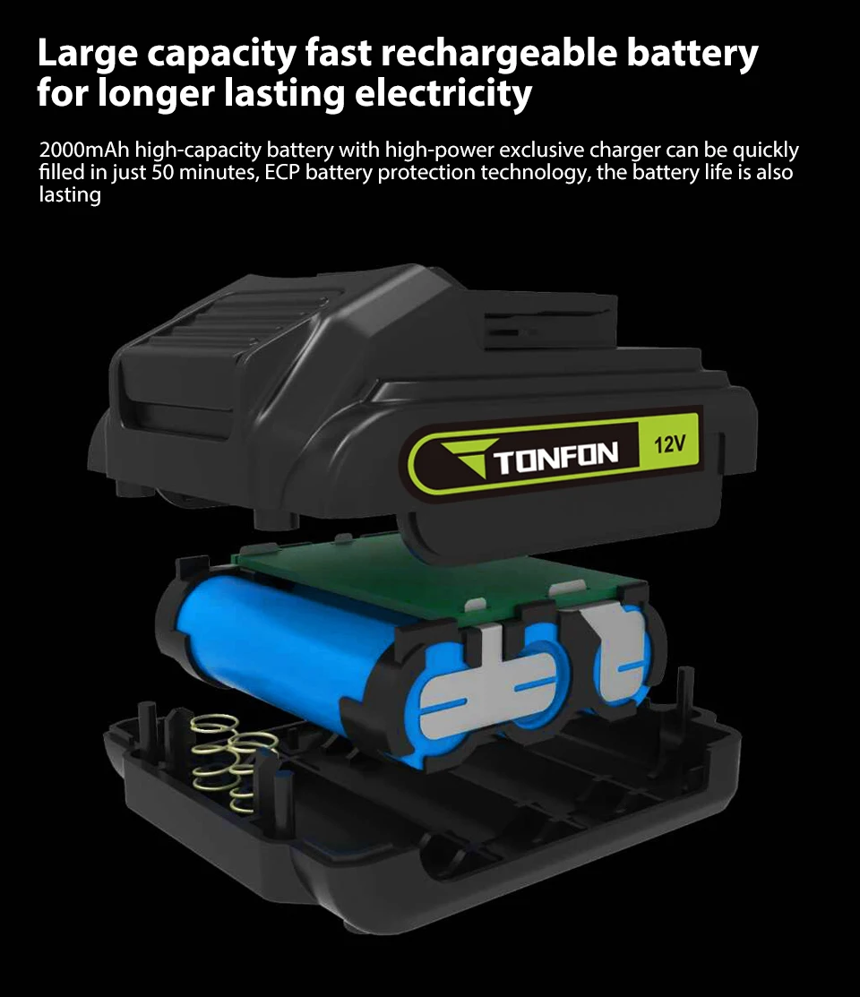 Xiaomi Mijia Tonfon Wireless Electric Cordless Drill Impact Power Driver 12V 1200mAh Battery 2-Speed EU Adapter (10)