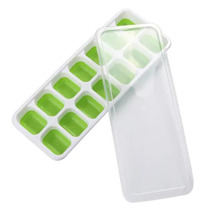 14 решеток пластиковый лоток с формой для кубиков льда с прозрачной крышкой летняя форма для мороженого фруктовый куб формы пластины нетоксичные Прямая поставка - Цвет: Зеленый