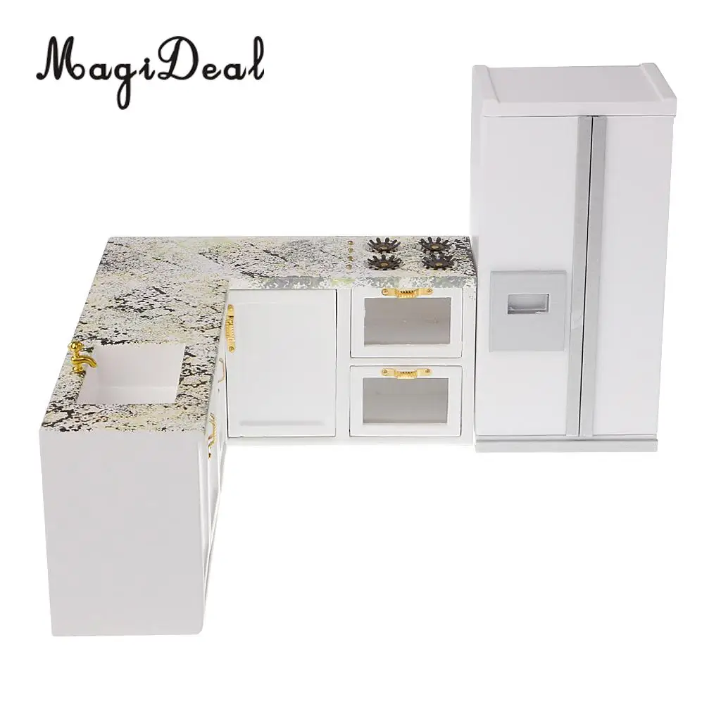 

1:12 Scale Dollhouse Miniature Kitchen Furniture Refrigerator Set for Dolls House Decoration Life Scenes Model Toy