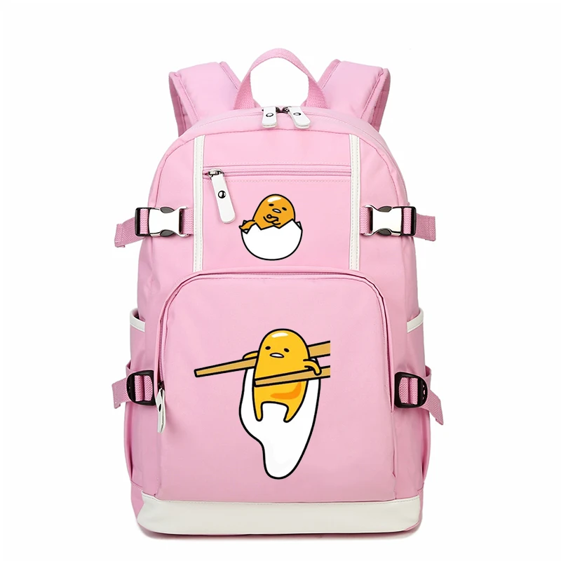 Забавный рюкзак для книг Gudetama женский розовый милый сумки на плечо Холщовый