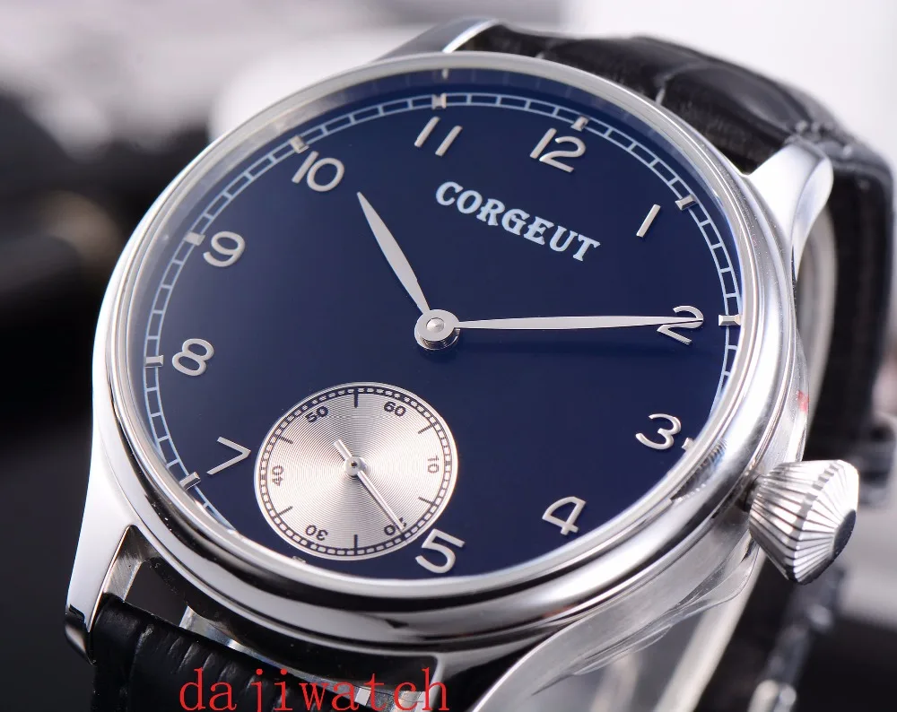 

44mm casual sports Sterile blue dial parnis 6498 hand winding Mechanical luminous men's watch