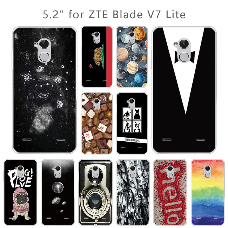 for ZTE Blade V7 Lite Colorful Phone Case Transparent Soft Silicone Fundas 5.0 inch Back Protective Covers V 7Lite |