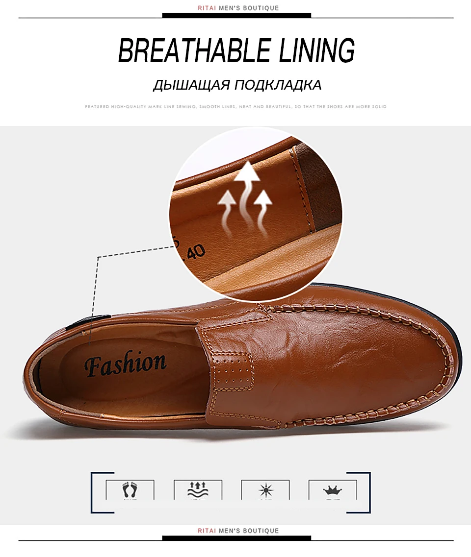 Lightweight Leather Moccasin Men Flat Casual Loafers Shoes