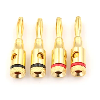 

new arrival good quality 4pcs 4mm Plug Connector Gold plated Musical Speaker Cable Wire Screw Banana Plug Connector