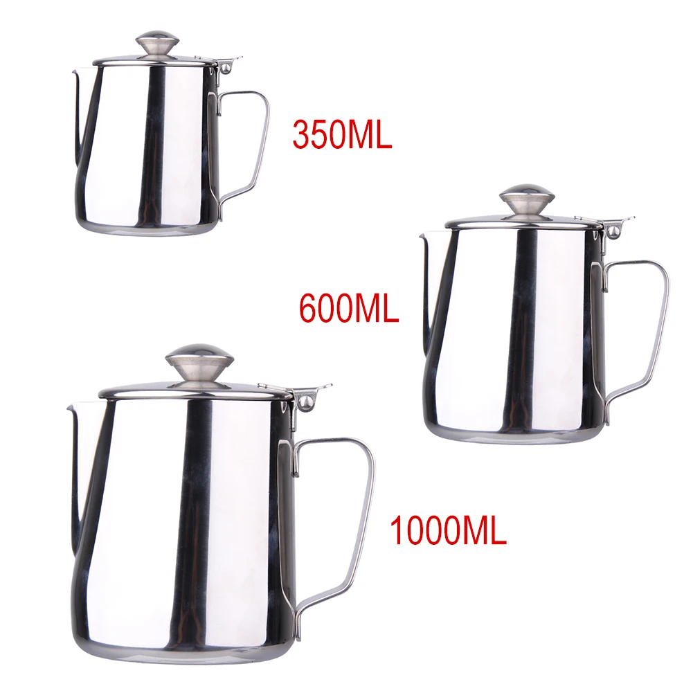 

High Quality Stainless Steel Coffee Frothing Pitcher DIY Latte Milk Pull Flower Cup Frothing Jug Cooking Tools 350/600/1000ml