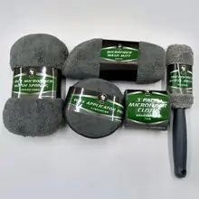 9 шт. полотенце из микрофибры для чистки машины набор инструментов для мытья автомобиля полотенца из микрофибры+ Аппликаторы прокладки+ мочалка+ перчатка для мытья+ щетка для колеса