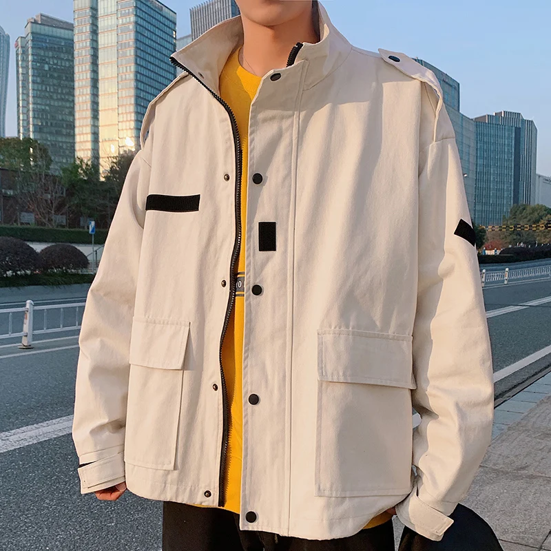 

2019 Summer New Korean Version Of The Tide Male Japanese Fashion Tooling Collar Couple Large Size Casual Jacket
