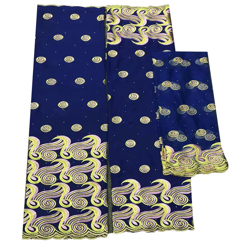 

latest Getzner Brocade African Bazin Riche Lace Fabric Fashionable New French cotton with 2yard African net lace BlouseJJ215-1