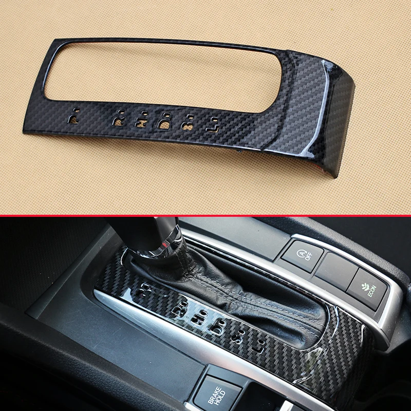 Us 10 71 10 Off Carbon Fiber Gear Shift Trims For Honda Civic X 2016 2019 10th Sedan Coupe Hatchback Dashboard Gearshift Lever Accessories In