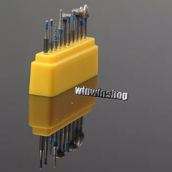 

Dental Burs High Speed Dental Diamond Burs Handpiece1.6mm for Polishing Smoothing 10Pcs/Box +1 Yellow Bur Holder