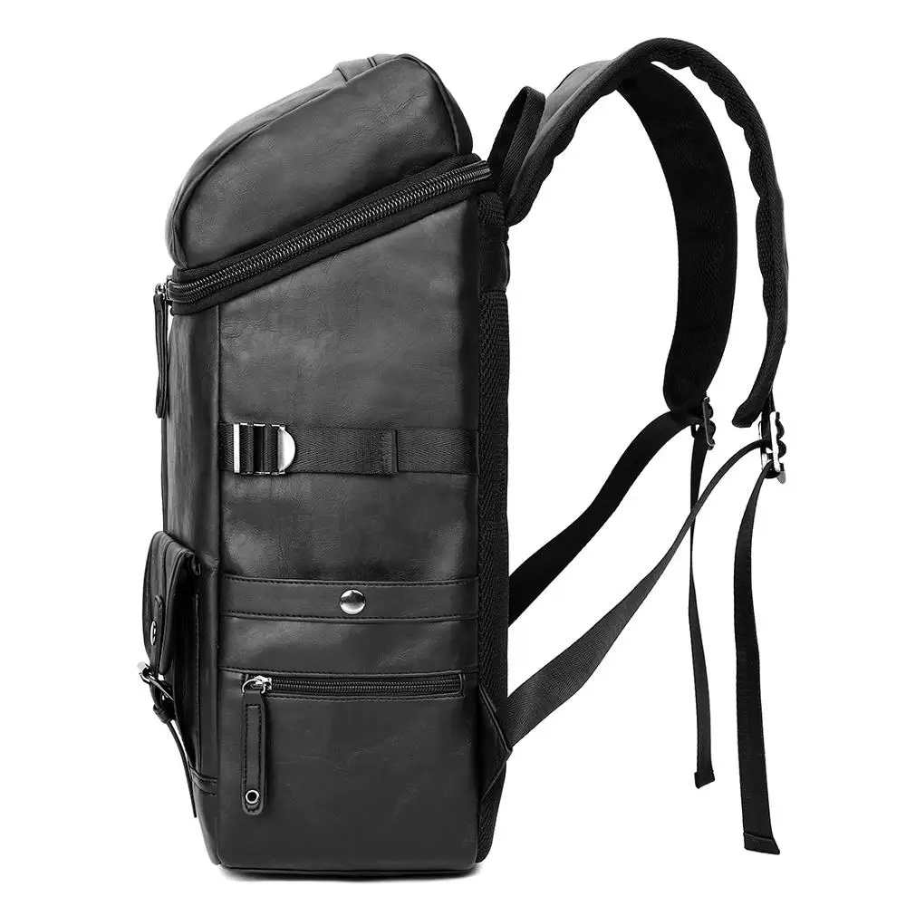  VICUNA POLO High Capacity Large Mens Travel Backpack Bag Black Leather Man Backpack For Trip Laptop
