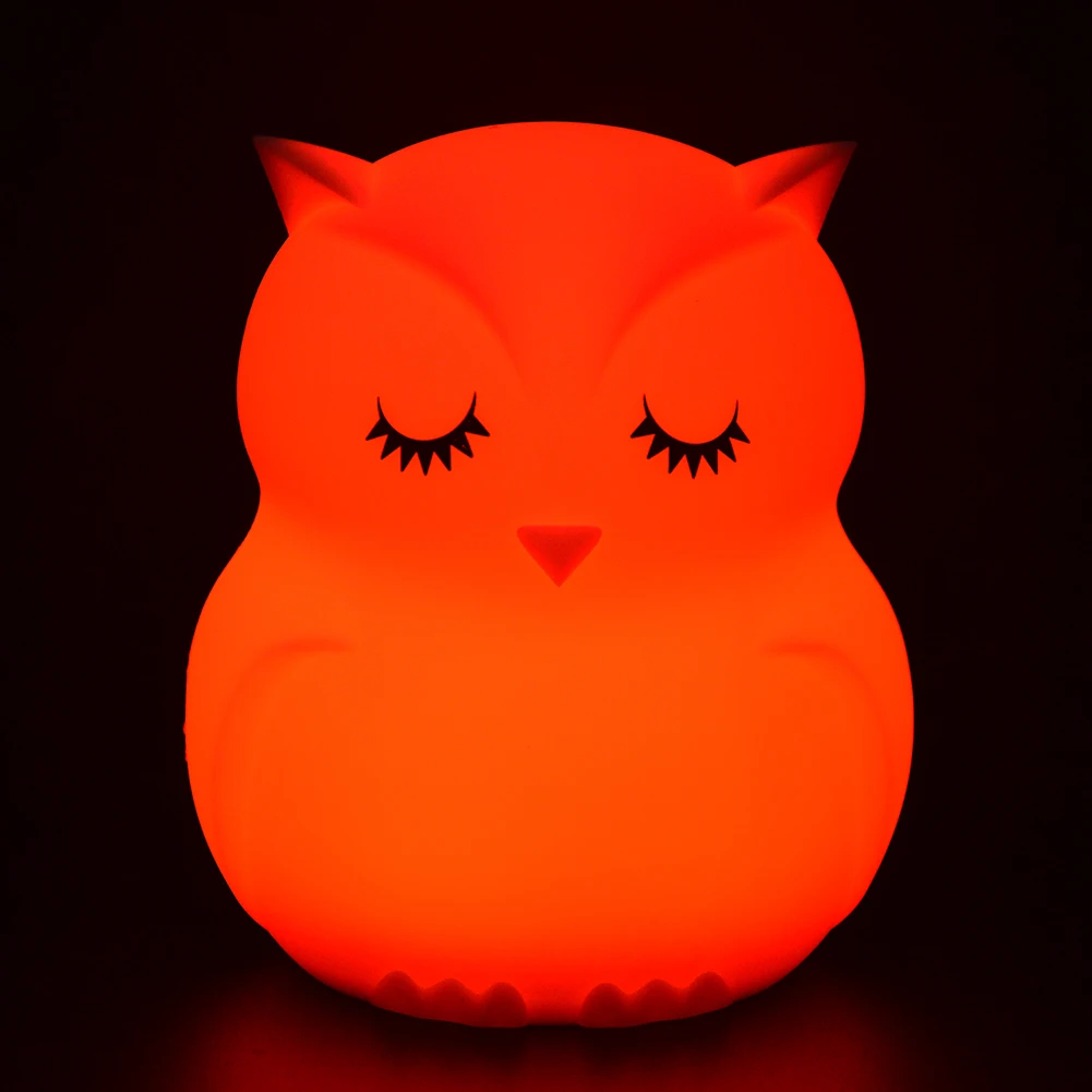 Креативный светодиодный ночник с изображением совы, цветная силиконовая прикроватная Ночная лампа для детей, декор для детских комнат, 8