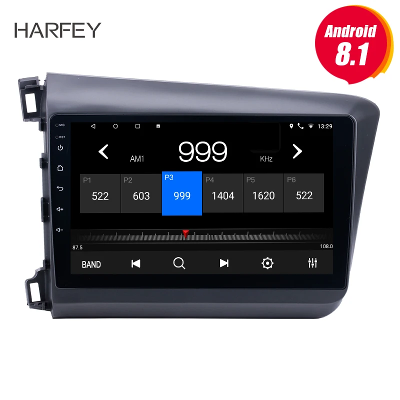 

Harfey 10.1" for 2012 Honda Civic Android 8.1 Radio GPS navigation car multimedia player Audio System with Bluetooth 3G WiFi