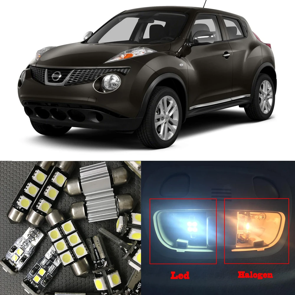 8 шт. белые светодиодные с Canbus лампочки комплект для интерьера 2011-2015 Nissan Juke 12 В