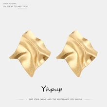 Yhpup трендовые модные брендовые Необычные витые Очаровательные золотые серьги-гвоздики для женщин вечерние ювелирные изделия pendientes mujer moda