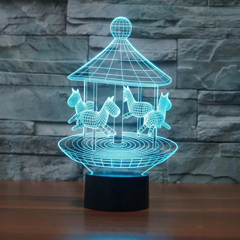 

7 Colors Touch Table Desk Lamp for Holiday Gift Carrousel 3D LED Night Light Table Desk Lamp 3D Optical Illusion Visual Lamp