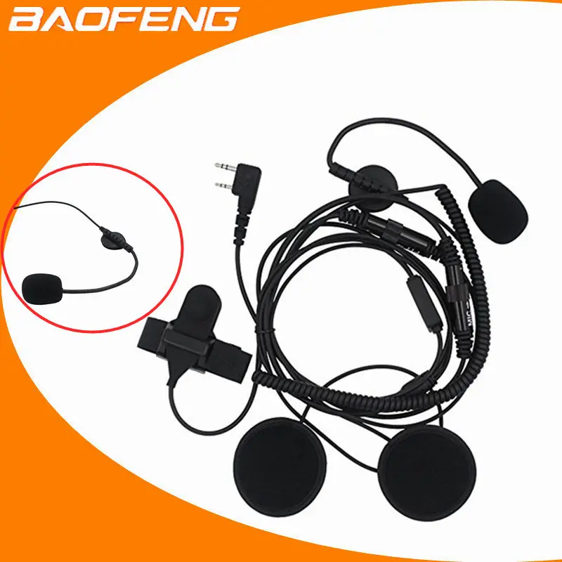 2Pin PTT мотоциклетный шлем гарнитура для двухстороннего радио kenwood CB Ham Baofeng Quansheng