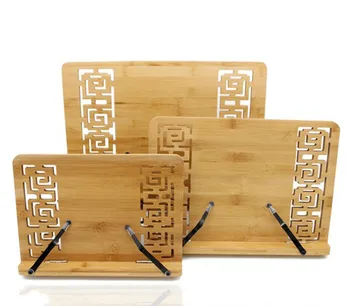 

Hollowed-out Bamboo Adjustable Portable Tablet Tablature Bookend Book Stand Reading Holder Book Holder 5 Sculpture Designs S M L