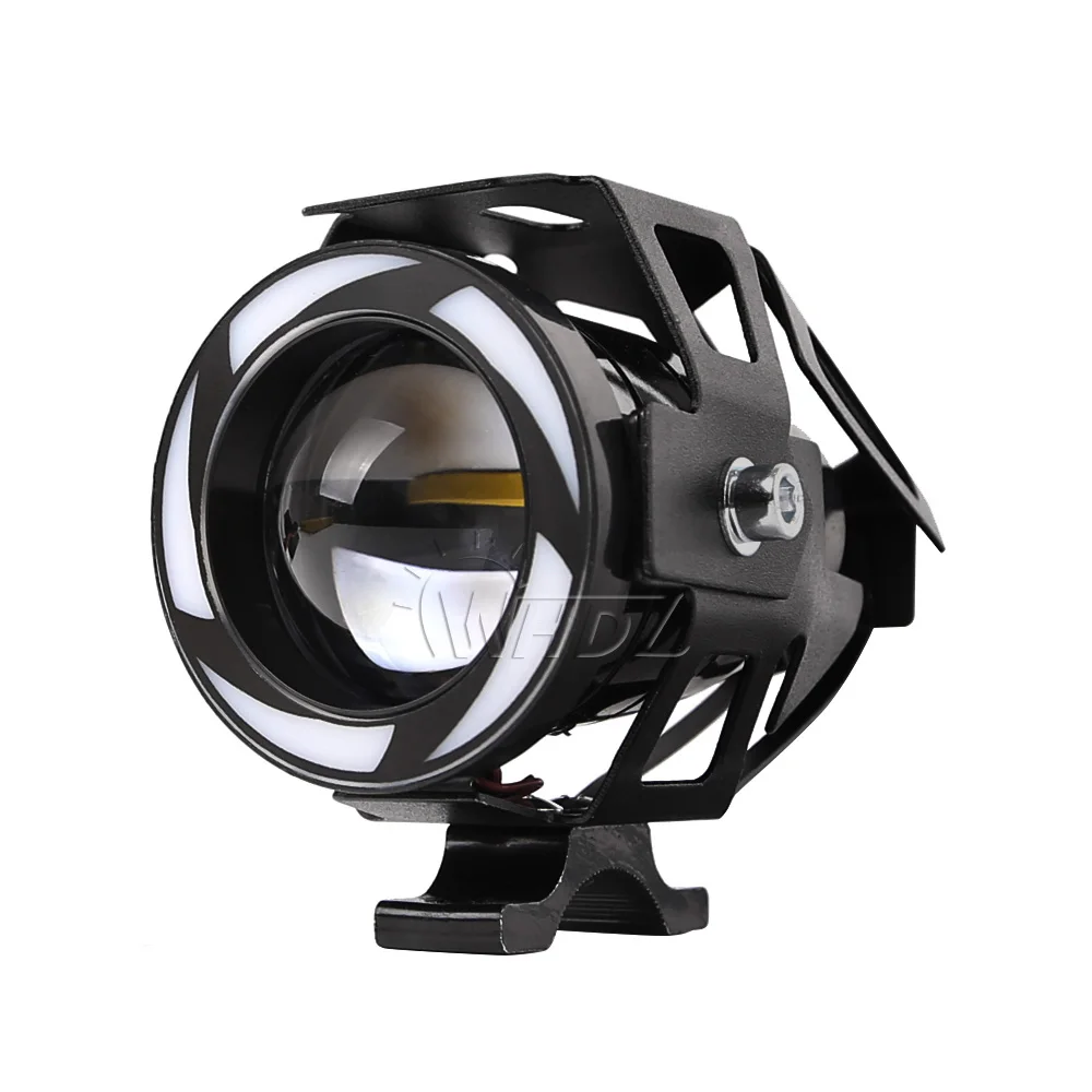 2pcs Motorcycle LED Headlight Fog Light with 1pc switch as gift for U7 125W 3000LM Devil Angel Eye DRL Moto Spot light (8)