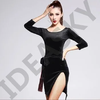 ballroom latin dance women competition profi new tassel elegant senior top fringe women latin dress dancing dresses cha cha