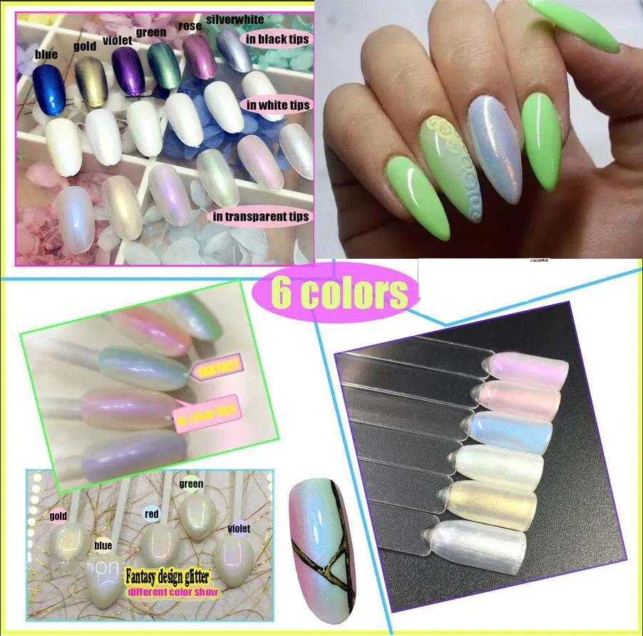 

3g/jar 6 Colors Shinning Mirror Mermaid Nail Glitter Powder Dust Nail Art Chrome Pigment Glitters for Nail Art #***MG01-06