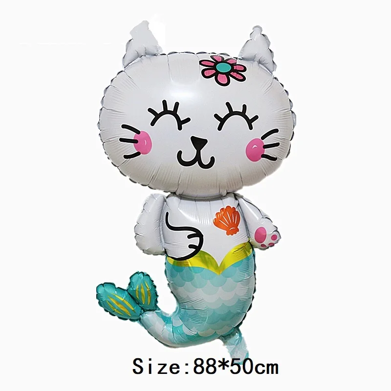 Новинка С рисунком кота и рыбки Русалка надувной шар из алюминиевой фольги для