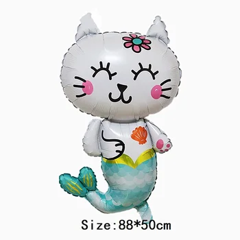

New 88*50cm Cat fish mermaid big foil Balloon holiday party cartoon toy Birthday party Baby shower Decorations animal Balloons