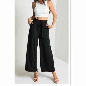 

Vogue Women Fashion Ol Wide Leg Pant Summer Casual High Waist Loose Baggy Pants Ladies Formal Elegant Solid Culottes Trouser Hot