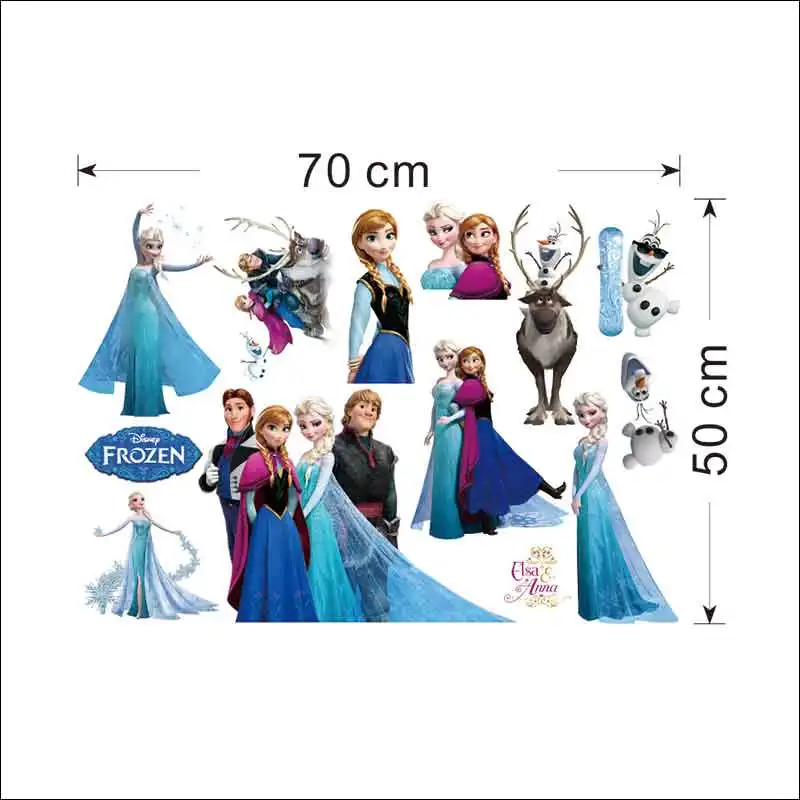 Disney Olaf Sven Kristoff Hans Anna Elsa Princess Frozen Theme Wall Stickers Kids room bedroom accessories Home Decoration