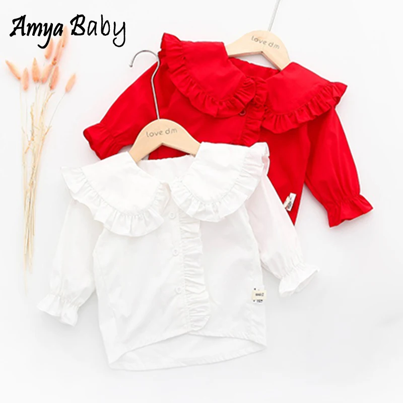 

Amya Baby Girls Blouse Cotton Red White Girls Shirts Spring 2019 Toddler Girl Blouses Kids Clothes Casual Girls Tops And Blouses
