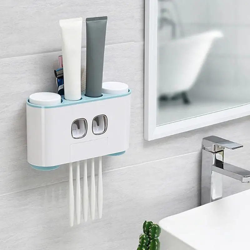 Автоматический диспенсер для зубной пасты, пыленепроницаемый держатель для зубных щеток, пластиковый стаканчик для зубных паст, настенная подставка, аксессуары для ванной комнаты