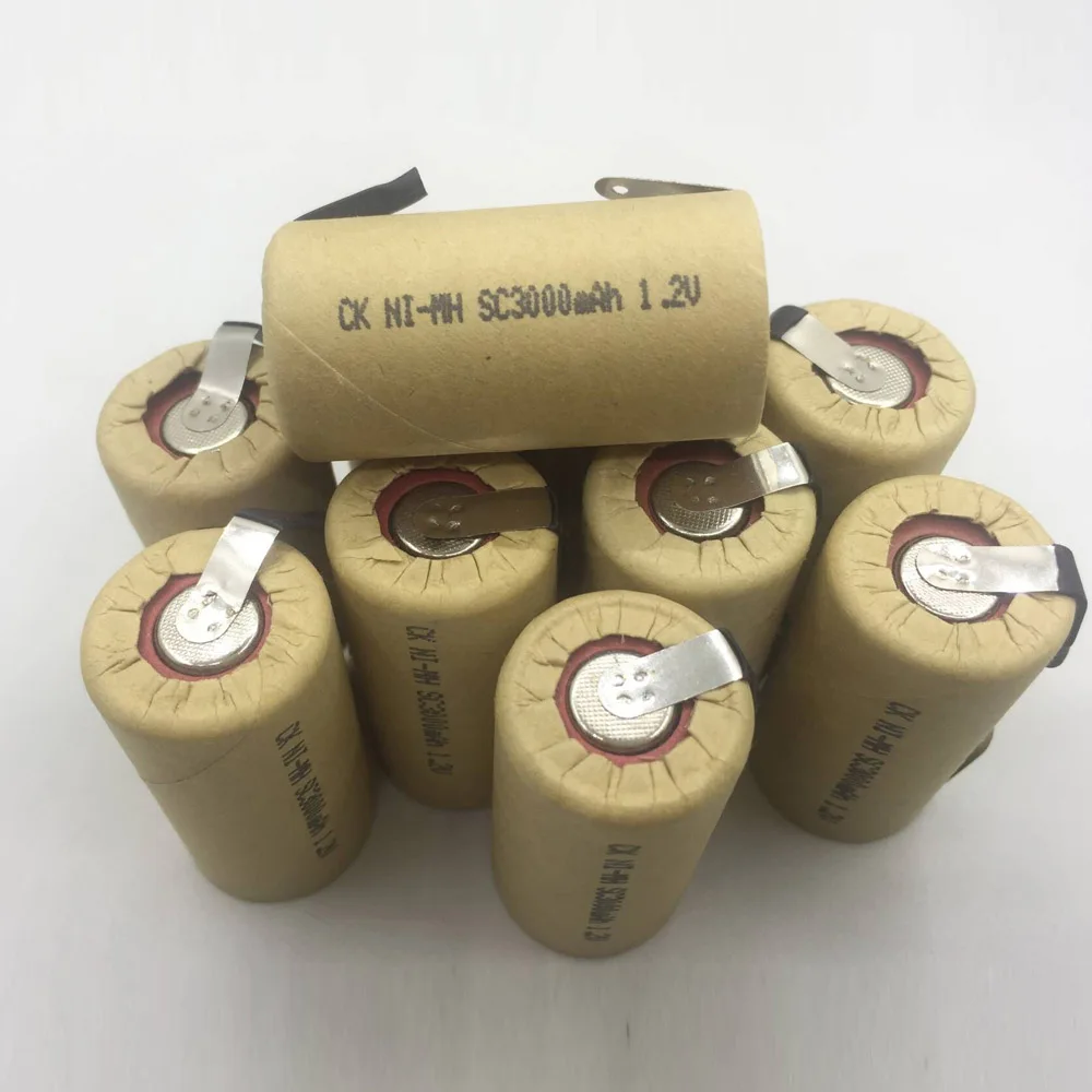 SORAVESS, 10 шт., 1,2 в, Ni Mh, SC3000mAh, аккумуляторные батареи со сварочными точками для зарядки, ручная дрель