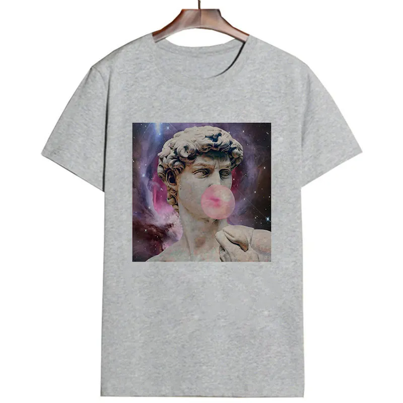 Давид микеланжело летняя футболка Женская Vogue статуя принт забавная Harajuku футболка размера плюс новая футболка Camisetas Verano Mujer - Цвет: 1311-Gray