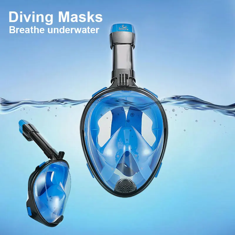 Сухой маска для подводного плавания Дайвинг подводное плавание маска прочный анфас синий/черный Нататориум дыхание инструмент S/L маска