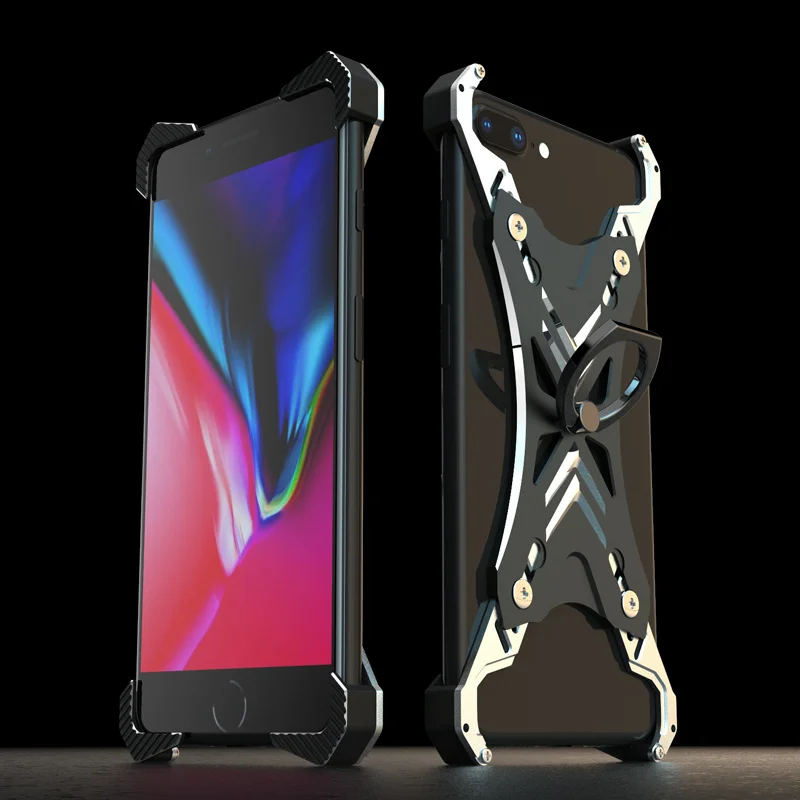 

Luxury Finger Ring Holder Stand Case For Apple iPhone 8 7 6 6s/ Plus Aluminum Metal Hard Shockproof Protection Phone Case Cover