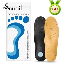 Soumit ортопедические стельки премиум-класса из кожи для плоской стопы, поддержка свода стопы, стельки для обуви, корректные O X ноги, вальгусная деформация, стелька для обуви