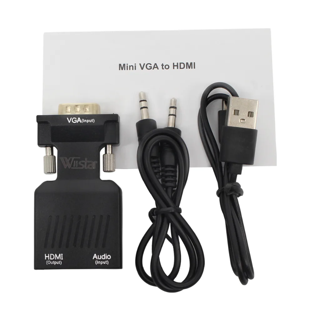 Мини VGA к HDMI конвертер с аудио Full HD 1080 P для ПК проектор HDTV