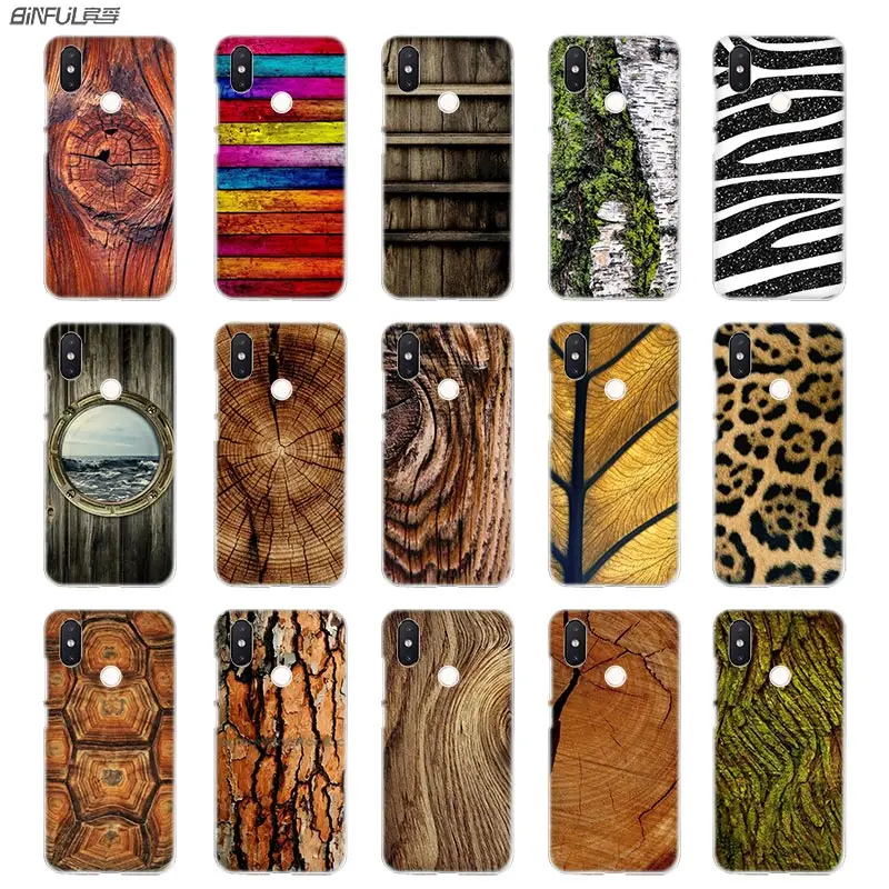 

BinFul phone case Transparent Hard cover for Xiaomi mi Redmi Note 7 5 4 3 4X 5A 6 Pro 64g S2 Plus Pattern wood textures