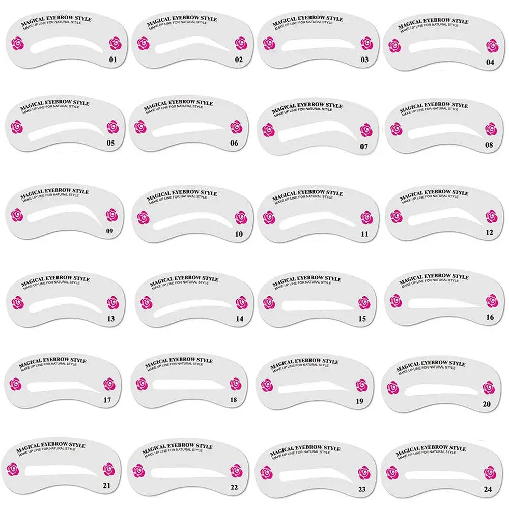 

24 Styles Eyebrow Shaping Stencils Grooming Kit Makeup Shaper Set DIY Beauty Eyebrow Template Stencil Tool For Women