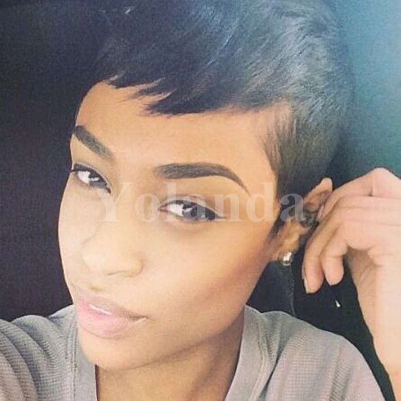 

Brazilian Short Human Straight Hair Wigs Pixie Natural Human Cut Hair Wigs for Black Women Glueless Full Lace Wigs