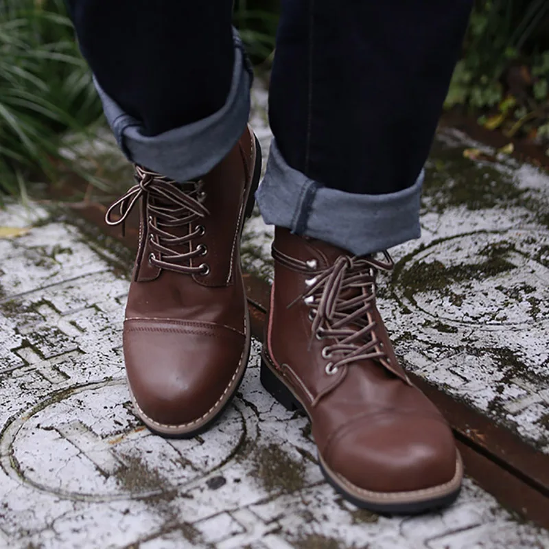 COSIDRAM/зимние мужские теплые ботинки из искусственной кожи; мужские ботинки на шнуровке; Мужская модная винтажная кожаная обувь на шнуровке в британском стиле; BRM-063