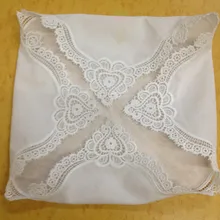 Set de 12 pañuelos de algodón de moda de 12 pulgadas, pañuelo de boda Sweeet Heart Hankie Encaje Vintage Hanky para novia/señoras