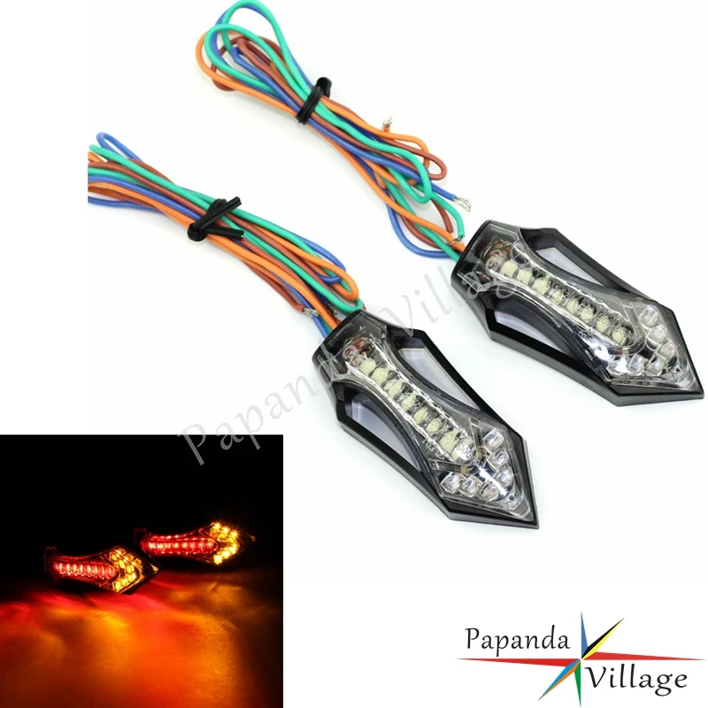 buy Motorbike Amber Red LED 12V Turn Signal Indicators Lamp Flashers Blinker for Harley Choppers Suzuki Dirt Bike